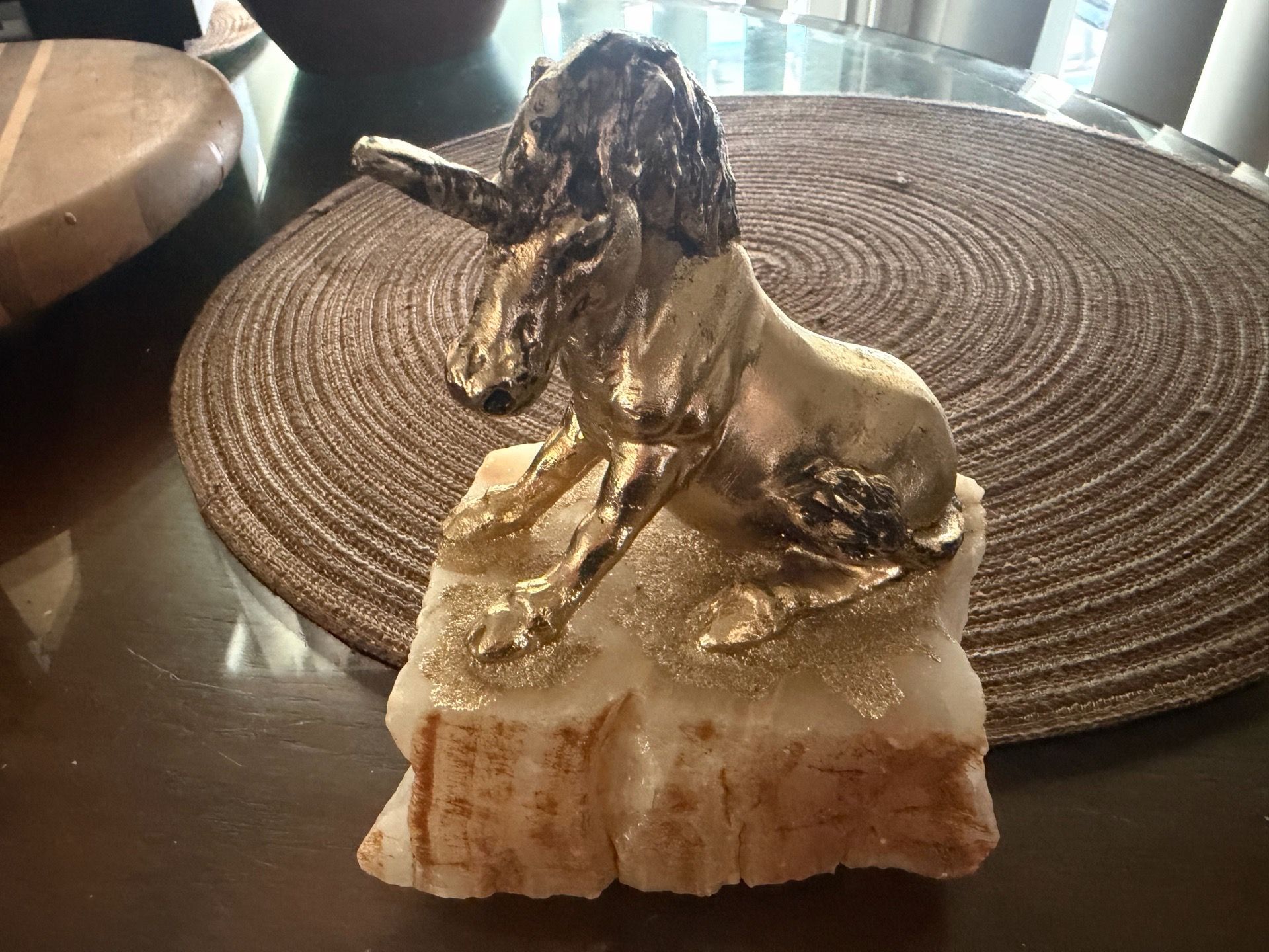 Unicorn and quartz paper weight