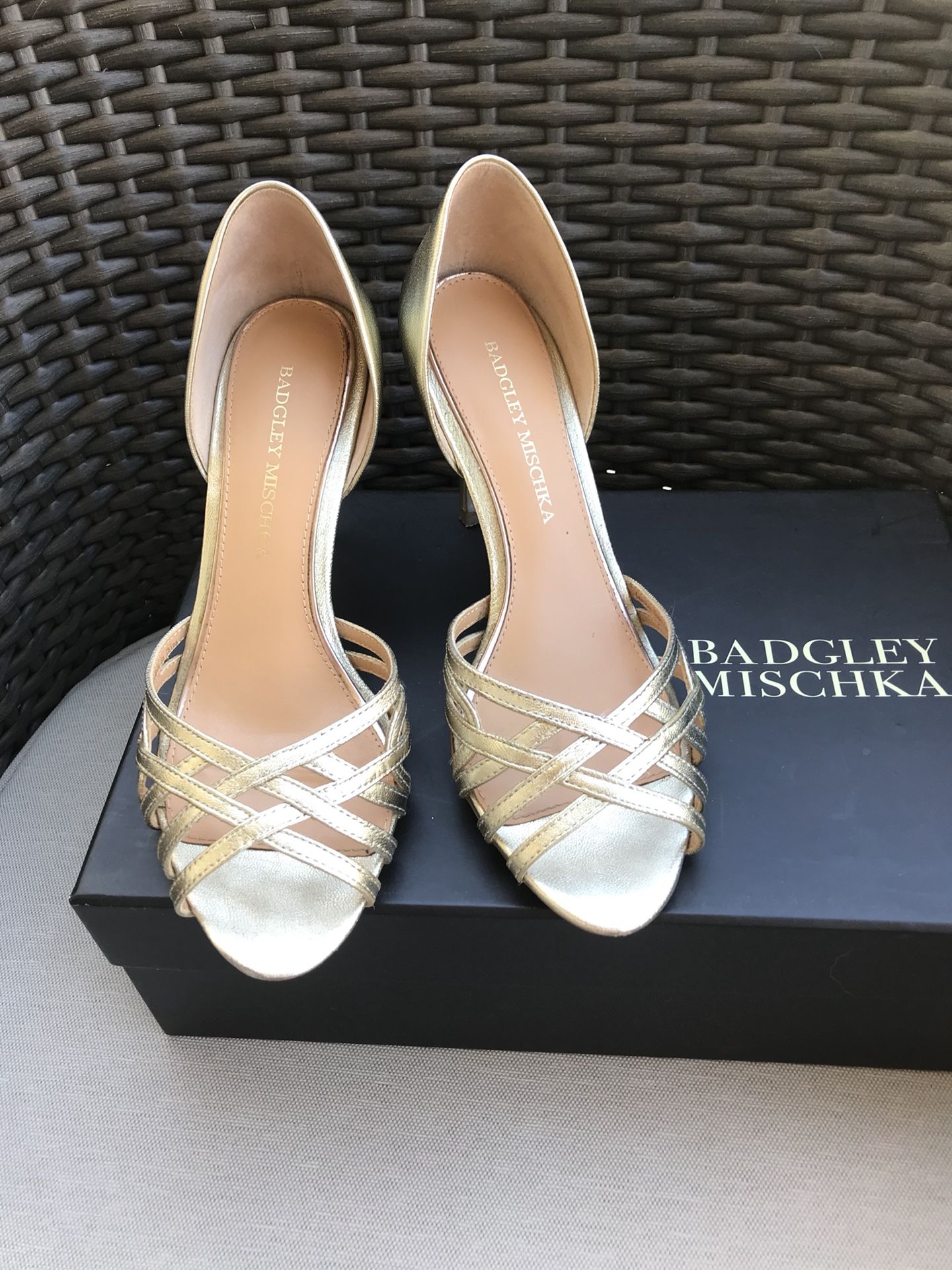 Badgley Mischka gold heels