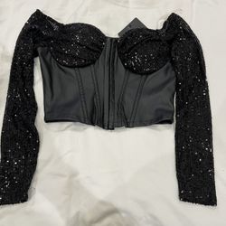 Black Off Shoulder Corset Top