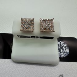 Square ‘Kite Style’ Moissanite Earrings💎 (Screw Back) (Sterling Silver)