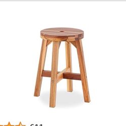 New BEEFURNI Round Wooden Stool, Acacia Wood 18 Inch Stool, Wooden Step Stools for Kids, Solid Wood End Table, Plant Stool 350 LBS Load Capacity, Easy