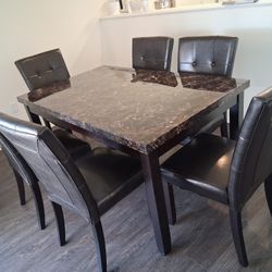 7pcs FAUX Marble Dining set