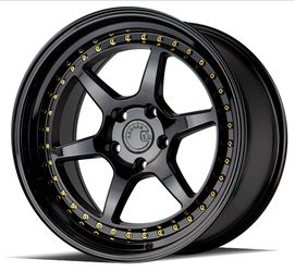 18x8.5 AodHan DS09 Gloss Black w/Gold Rivets (DPF®) Wheels