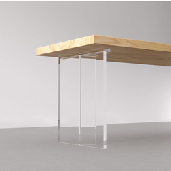 Modern Floating Desk/Table Acrylic Legs 27.6" Height x 19.7" Wide Heavy Duty for Dining Bar Coffee Table Acrylic Sturdy Legs(Bear Up to 550lb), T-Shap