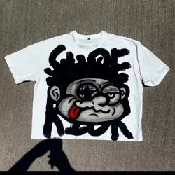 White Y2K Streetwear Cartoon Graphic Oversized T