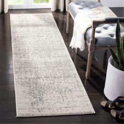 2ft X 8ft SAFAVIEH Madison Collection Runner Rug - 2'3" x 8', Silver & Ivory, Snowflake Medallion Distressed Design, Non-Shedding & Easy Care, Ideal!
