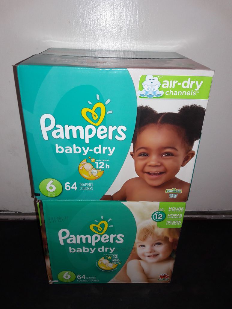 Pampers Baby Dry Size 6 Diaper Bundle: 2 boxes (128 diapers) for $44 I will not accept less.