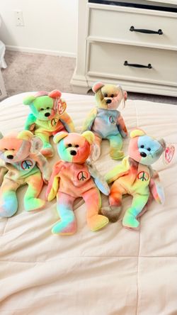 Ty Beanie Baby Peace Bear Lot of 5