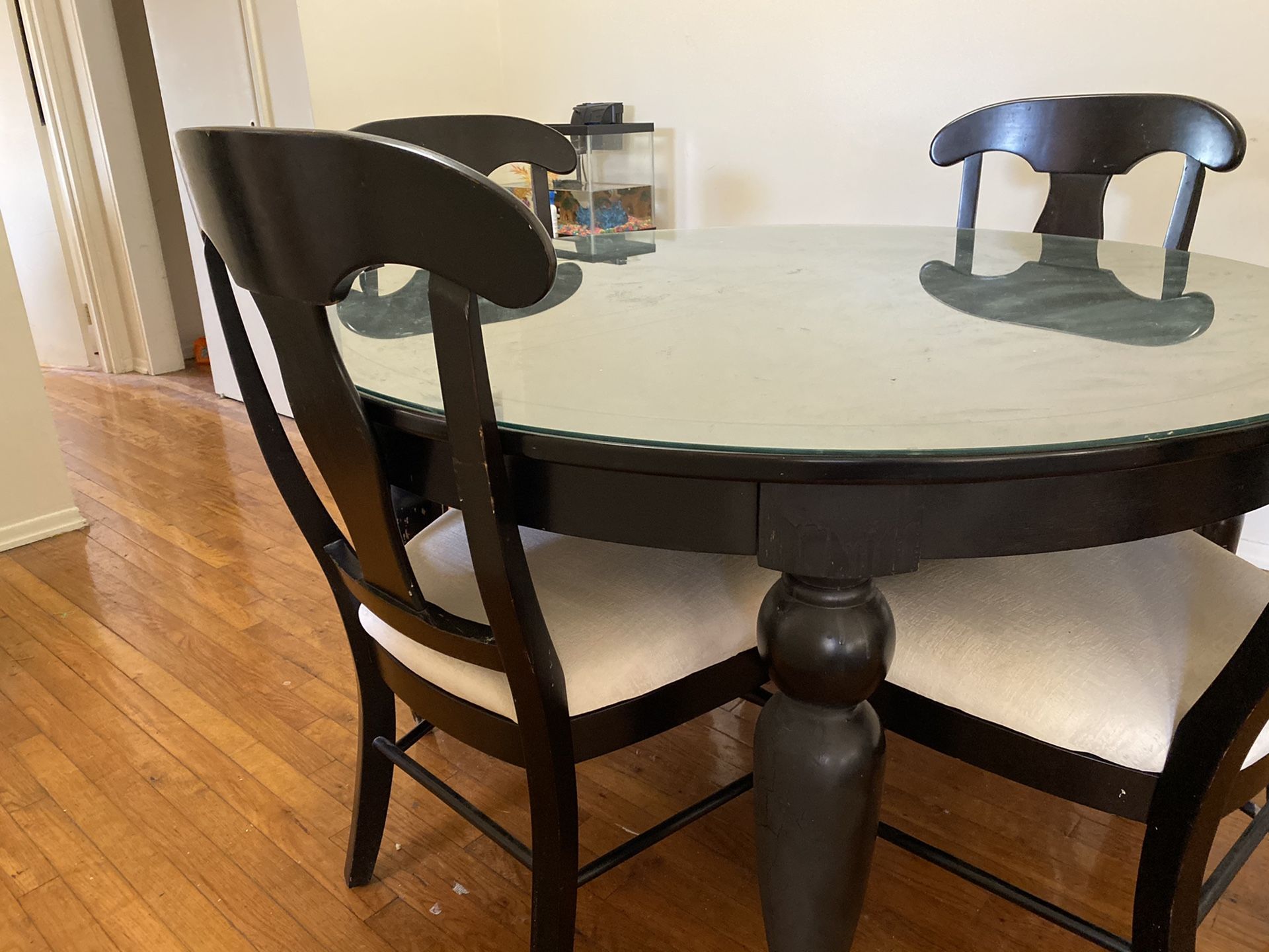 Glass top dining table