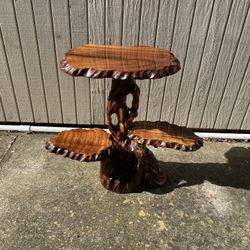 Vintage Three Tier Free Form Japanese Hardwood Side Table Or Plant Stand