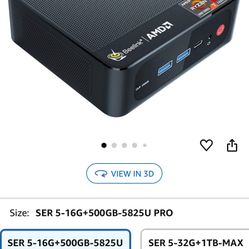 Beelink SER5 Mini Pc,AMD Ryzen 7 5825U PRO(8C/16T,up to 4.5GHz),Mini Computer with 16GB DDR4 RAM/500GB M.2 2280 SSD,Micro Pc Support 4K FPS,WiFi6/BT5.