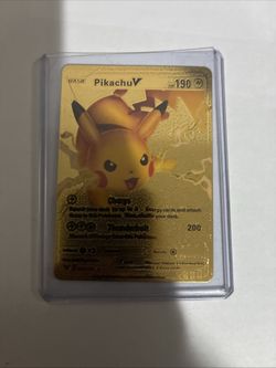 Display Card Pikachu V Gold Foil Fan Art 143/185 HP190 Fan Art NM