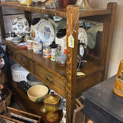 Antique Tiger Oak Shelving Unit