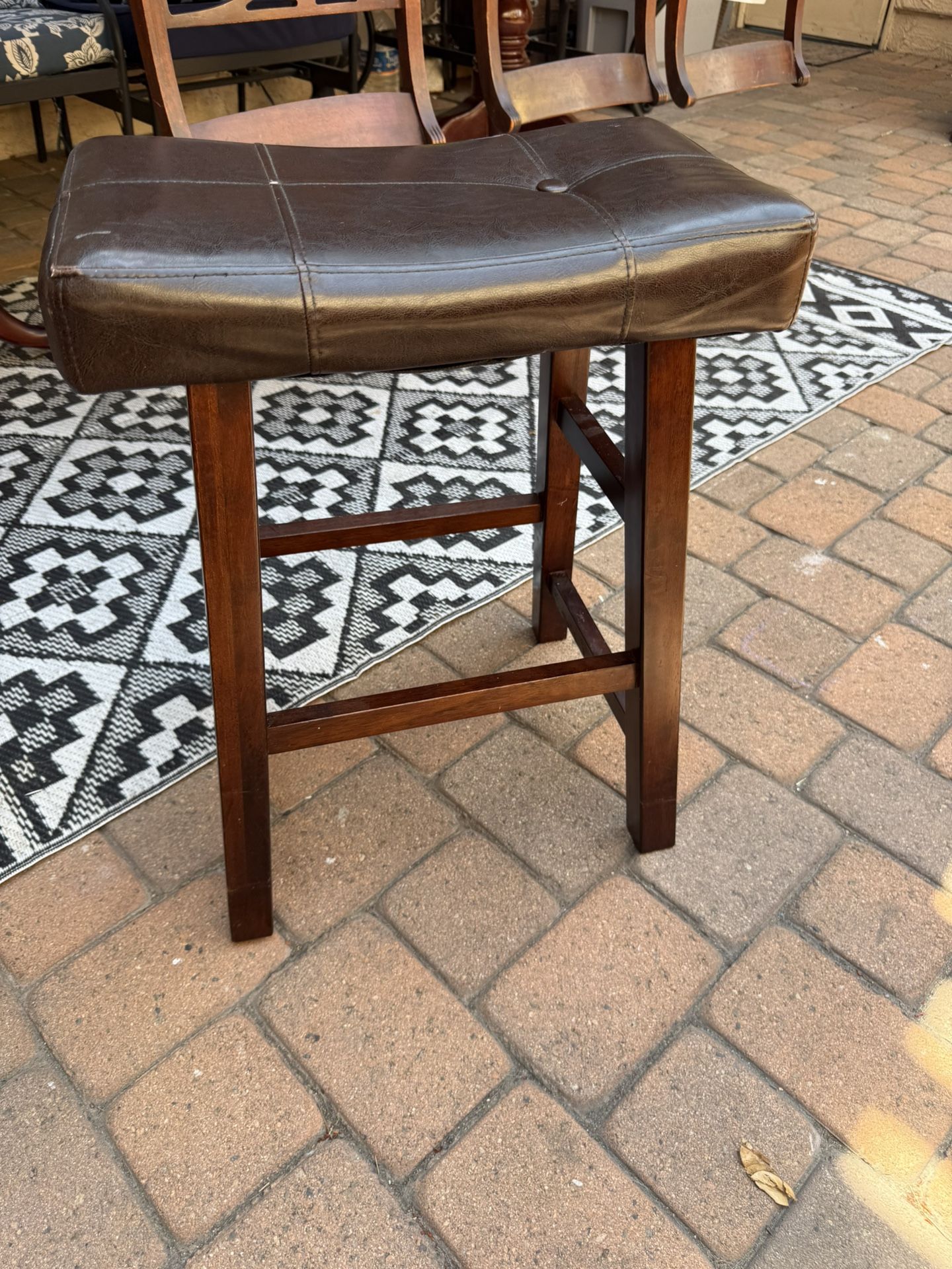 Bar Stool – Faux Leather & Wood – 24” High