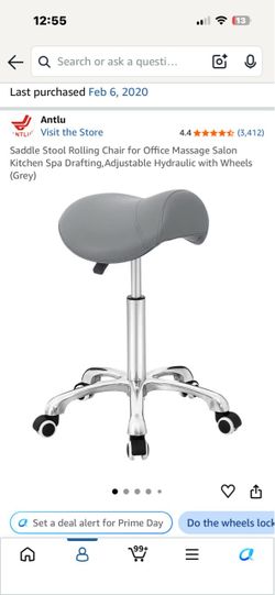 Grey Saddle Stool Rolling Chair