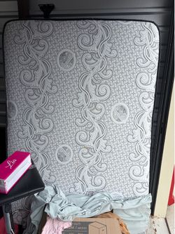 Queen bed, box spring, & frame  barely used; about 4mths.