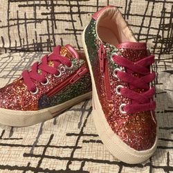 Olive & Edie Serenity Glitter Rainbow Sneaker Size 7 Toddler.d