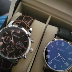 2 never worn watches in leather window case