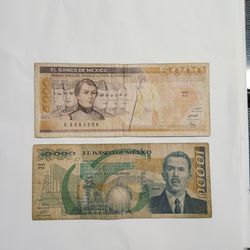 Old Mexico 5,000 , 10,000 Pesos Banknotes - Billetes De Mexico
