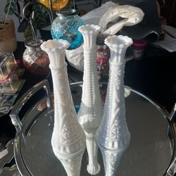 Milk glass vase, 9 inches tall