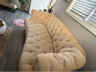 Beige Tufted Velvet Sofa
