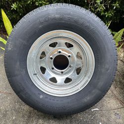 New 225-75-15inch Boat Trailer Tires, 10-ply.  6-lug Galvanized Rims. 