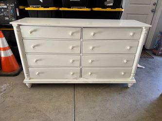 White Wood Dresser with 8 Drawers