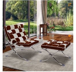 Barcelona Chair Replica Brown horsehair