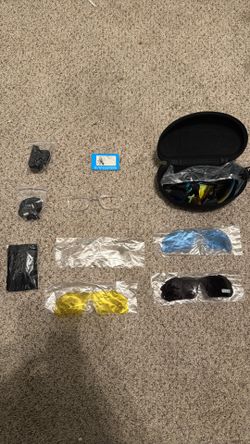 A set of sports sunglasses with interchangeable lens