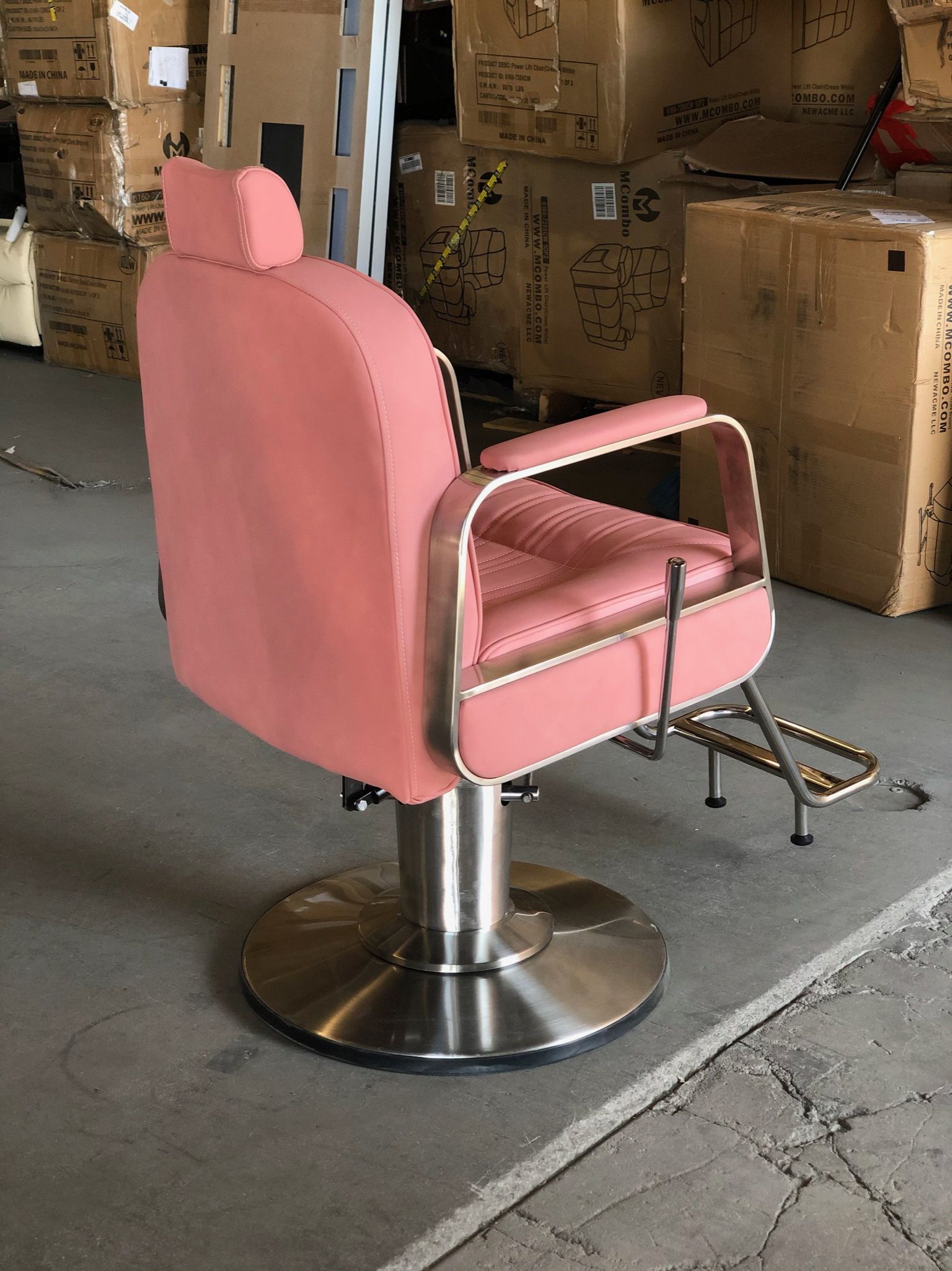 Pink Salon Chair For Hair Stylist All Purpose Hydraulic Barber