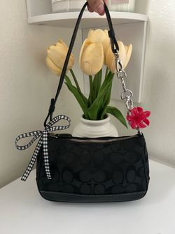 coach black signature demi shoulder bag