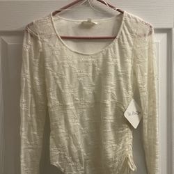 Brand New Ivory Lace Long Sleeve Top Size S Juniors 