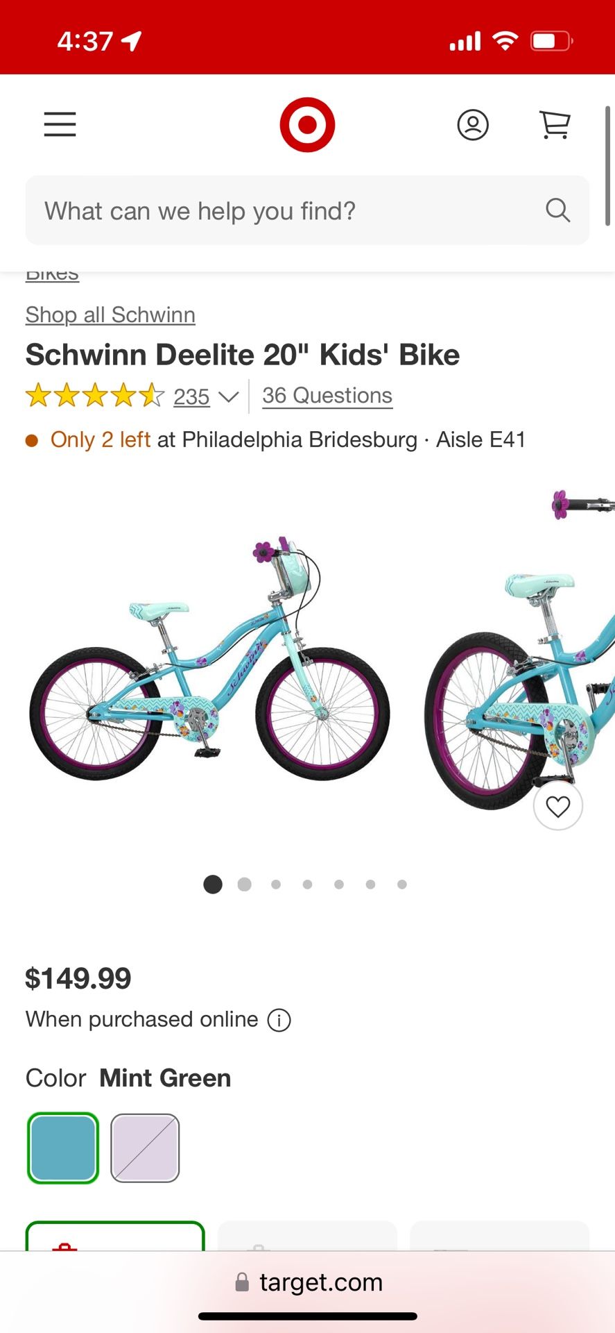 Schwinn accordion Deelite Mint Green
