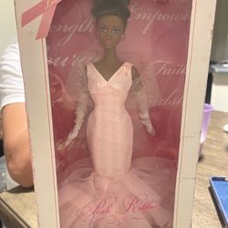 Pink ribbon barbie-pink label