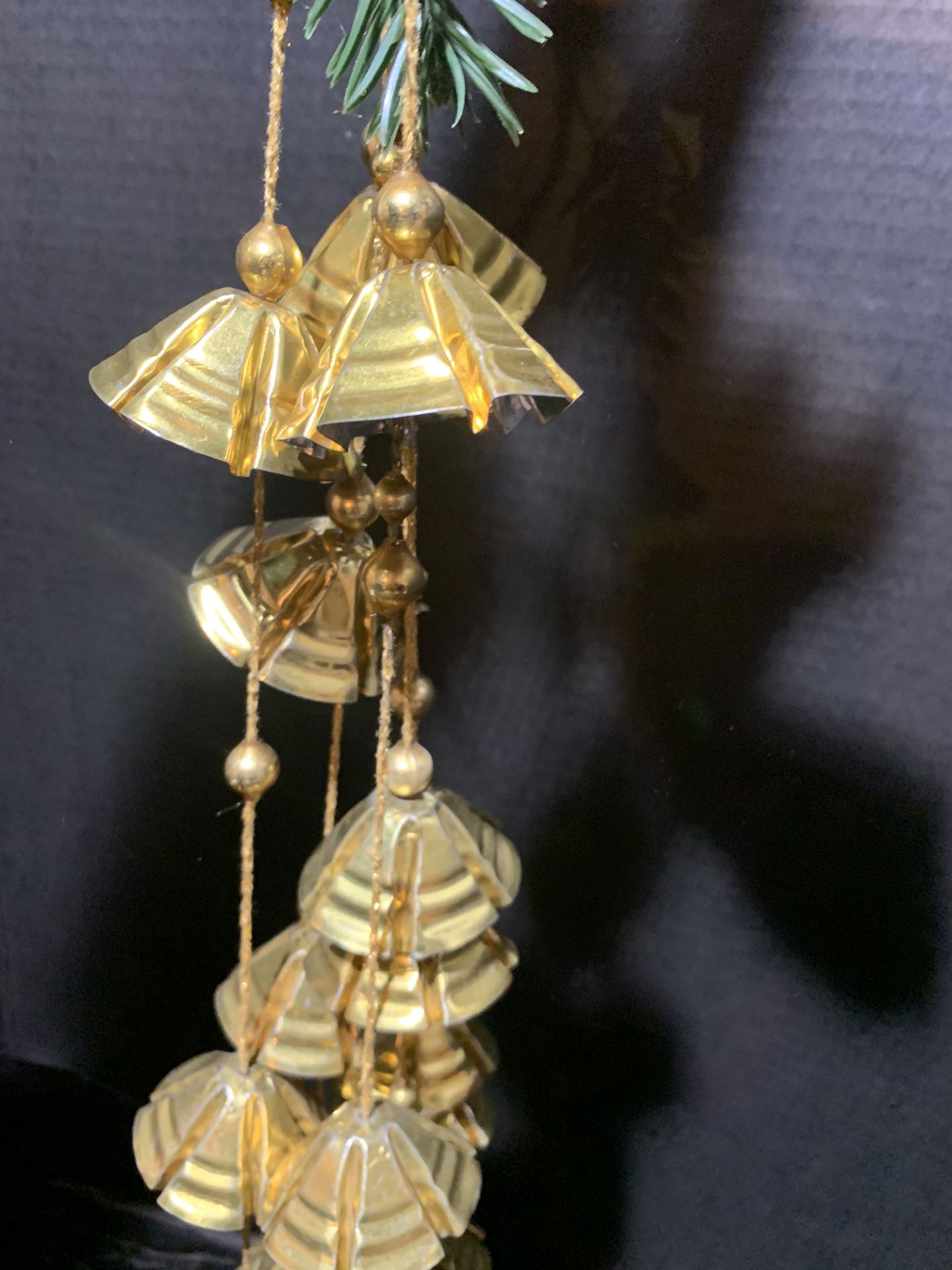 VTG Pressed Tin Gold & Silver Tone Holiday Wind Chime