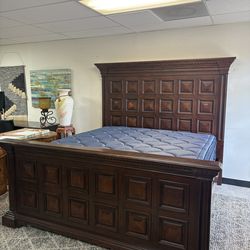 King Size Bed Frame – Distressed Espresso Brown