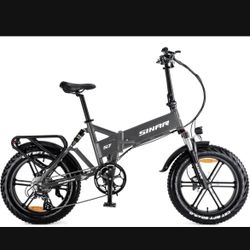 Sinar S7 Electric Bike for Adults, ebike with 750W Motor 48V 15AH Cells Removable high-end Battery,20" Folding Fat Tire ebike with Full Suspension 8-S
