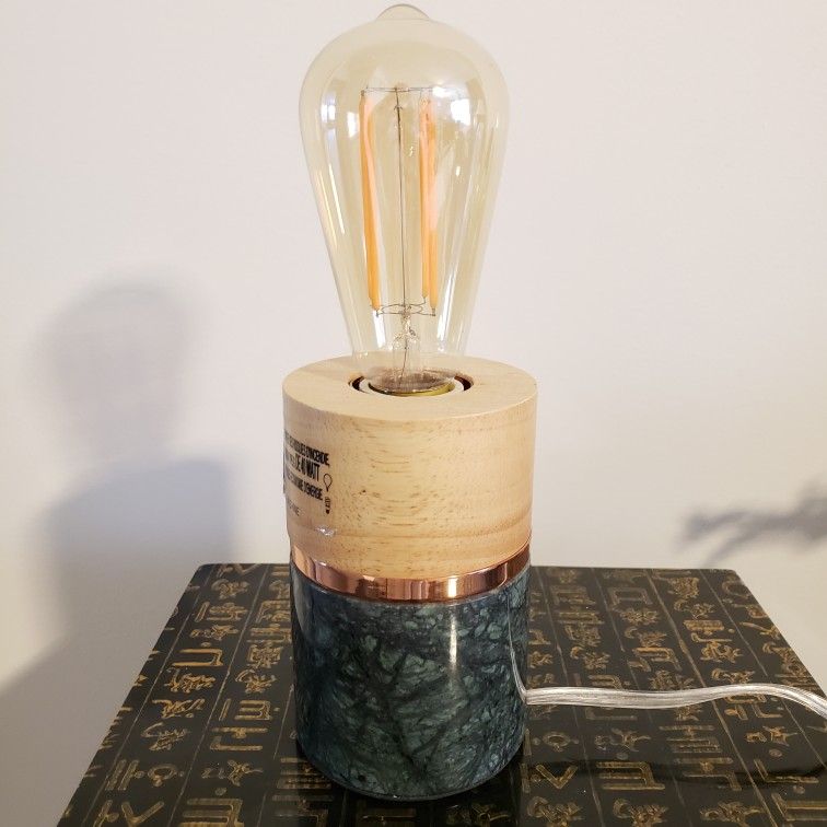 Intertek Hextra Globe Lamp Brass Marble Cylinder Base Desk/Table Light HX-T199