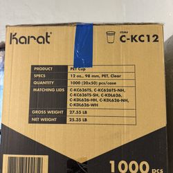 One Case Of 1,000 x 12oz Clear Plastic Cups 