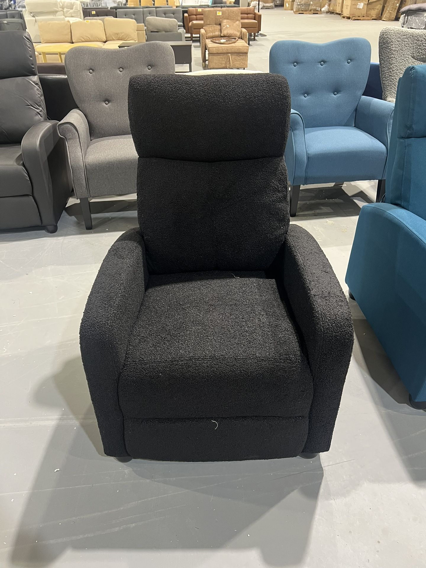 New Boucle Recliner Chair Single Sofa Home Theater Seating Adjustable Modern Single Reclining Chair for Living Room Bedroom Home Theater Black
