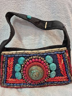 Vintage Boho Tribal Tibetan Beaded Shoulder Bag Purse