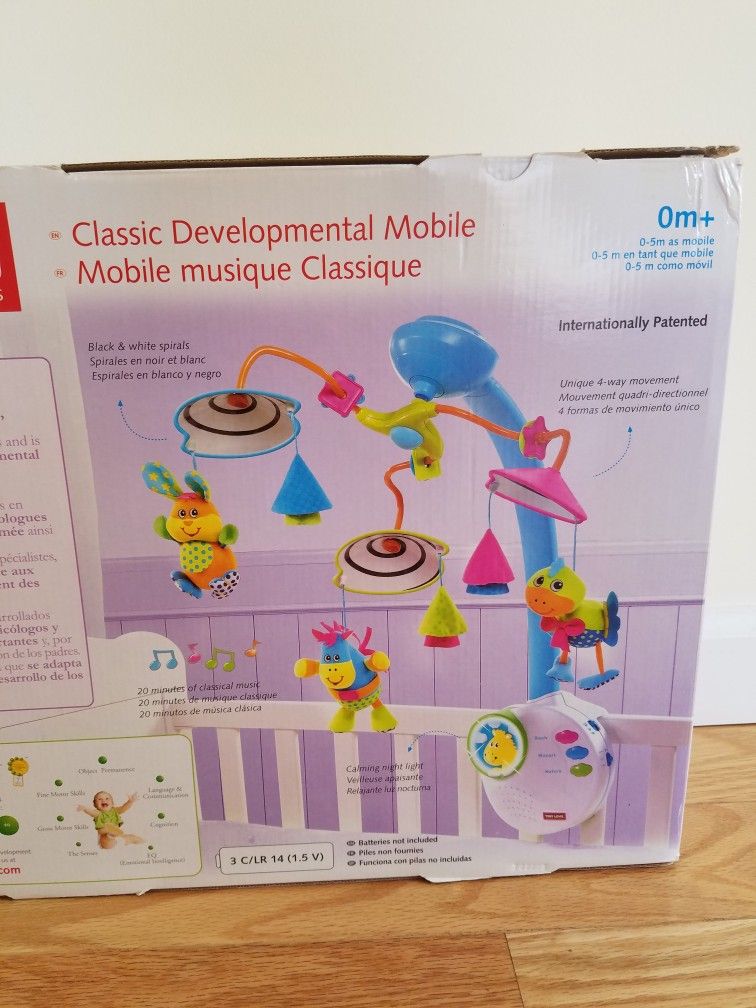 Classic developmental mobile music box with night light