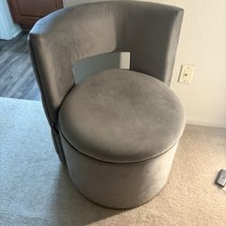 Grey Chair With Storage Space 