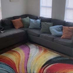 Couch ,Pillows,Two Lamps,Rug