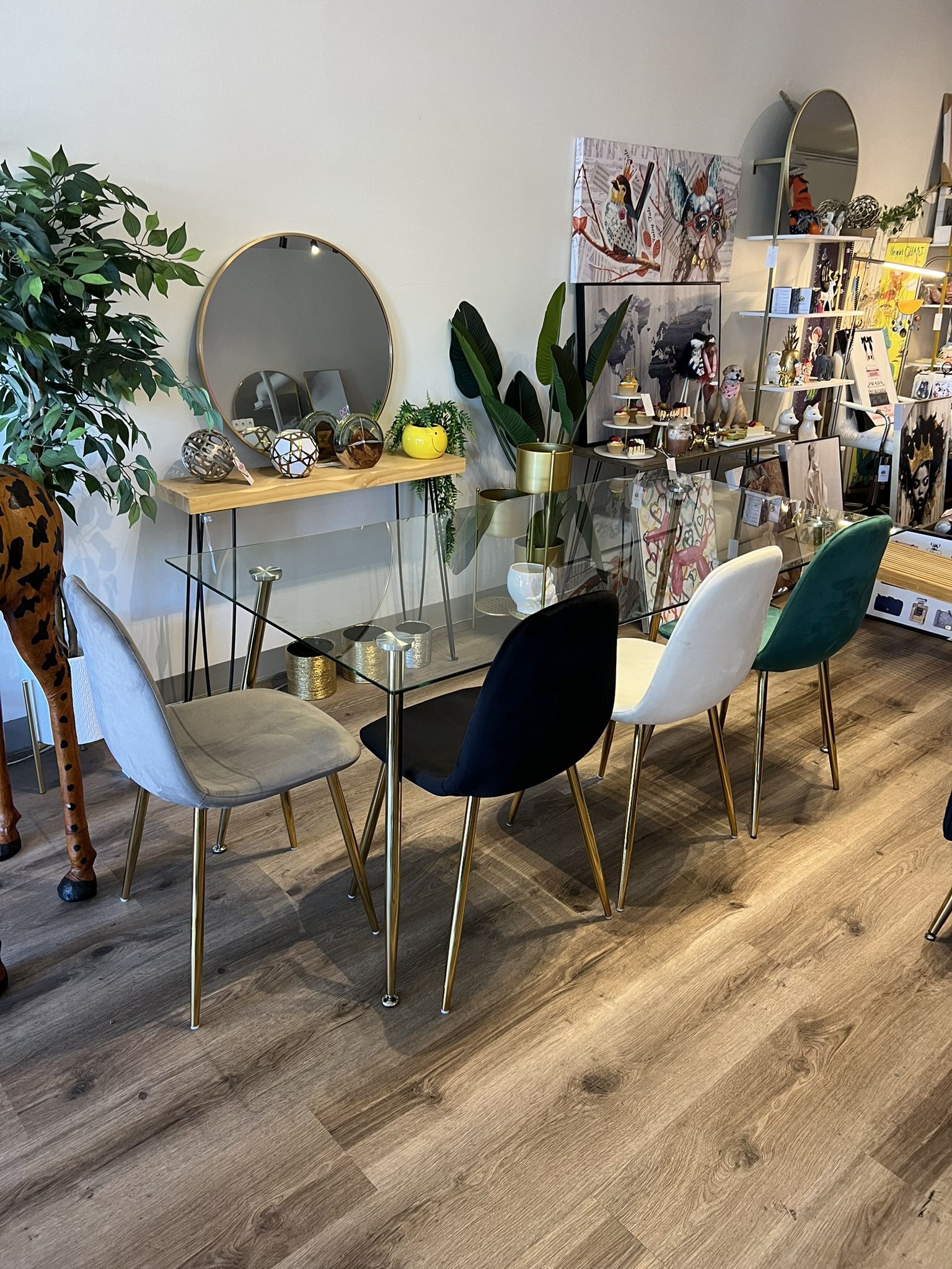 Modern Gold Glass Dining Set Pick Up A Color