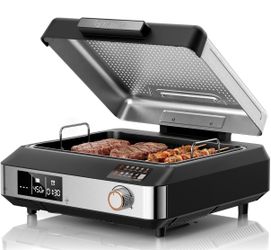 Smokeless grill and griddle electric