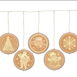 Christmas Lights 5pcs 6.3 Inch Round LED Light String Fairy Lighting for Outdoor, Indoor, Garden, Yard, Party, Home, Wreath, Garland, Christmas Tree