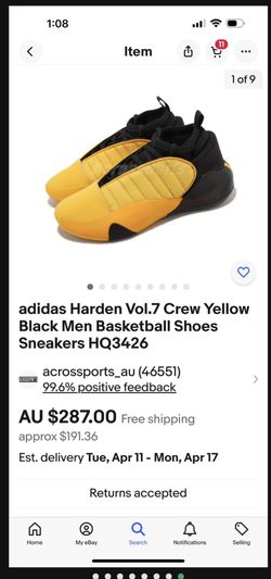 adidas Harden Vol.7 Crew Yellow Black Men Basketball Shoes