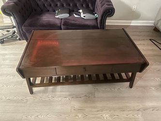 Dark Cherry Wood Coffee Table with Drawer and storage