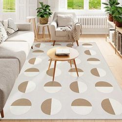 0926: New Woven Geometric Washable 8x10 Rug, Soft Large Bedroom Rug Cotton Reversible 8x10 Rugs for Living Room, Thin Non Shedding Dining Room Rugs fo